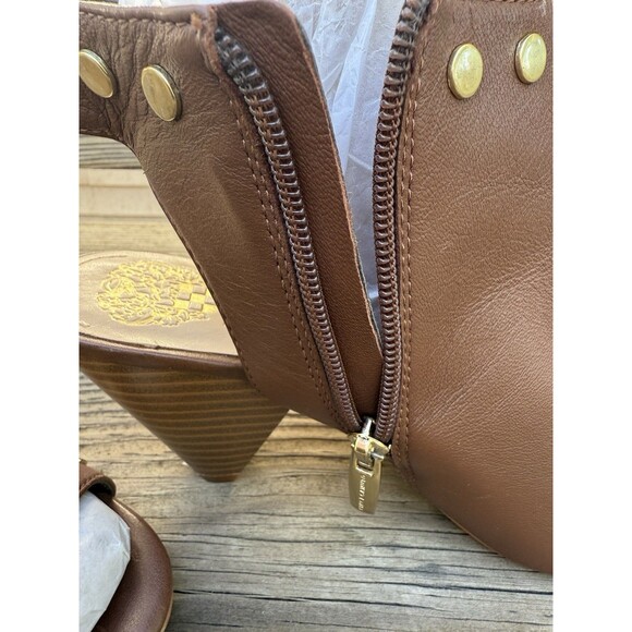 Vince Camuto Edia Tan Leather Studded Peep Toe Ankle Booties, 8W - Picture 5 of 16